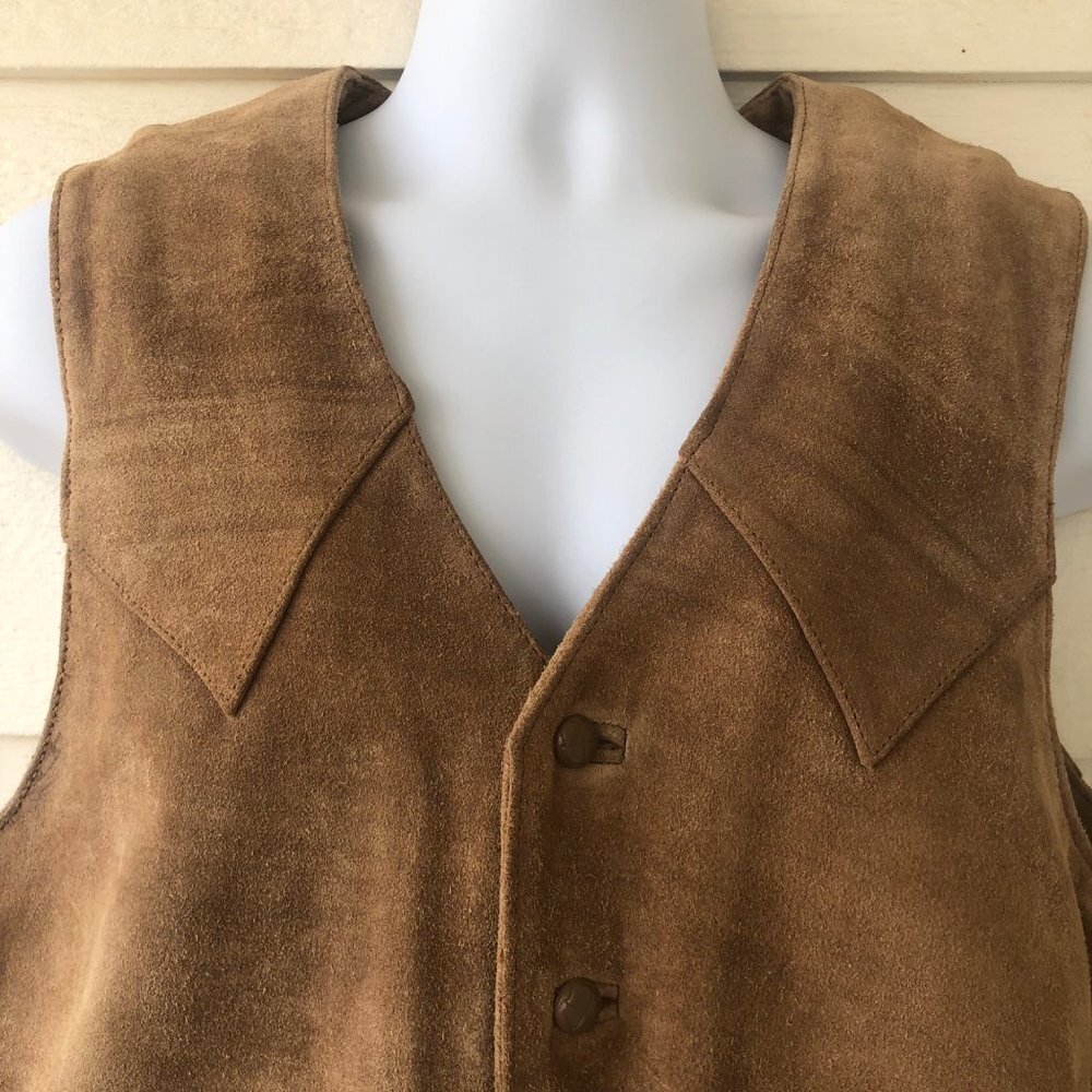 Adler Leather Manufacturing Co Vintage Size 42 Suede Sherpa Lined Vest Jacket - Picture 3 of 15